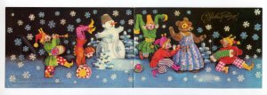 084064 New Year CARNIVAL Dressed BEAR Jesters SNOWMAN Russian