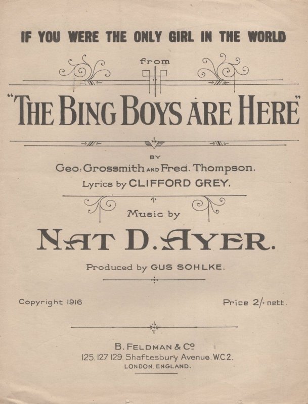 If You Were The Only Girl In The World Antique Sheet Music