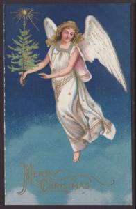 Merry Christmas,Angel Holding Tree Postcard