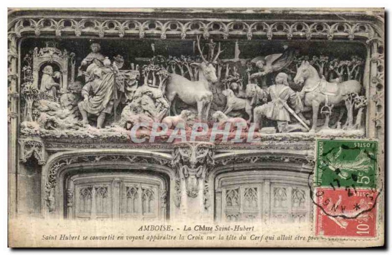 Old Postcard Amboise Hunting Saint Hubert