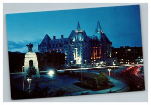 Vintage 1960's Postcard Confederation Square at Night Ottawa Ontario Canada
