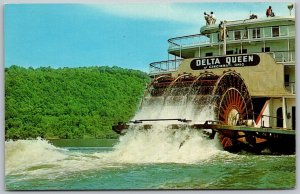 Cincinnati Ohio 1960s Postcard Delta Queen Riverboat Stern Wheel Steamer
