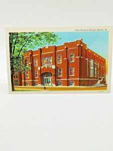 Postcard Illinois Marion First Christian Church Unposted Linen