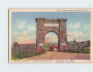 Postcard Entrance Arch At Gardiner, Montana