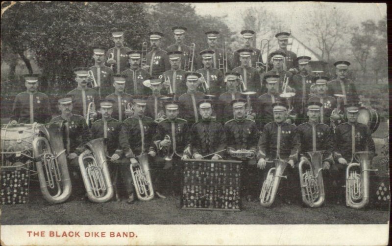 British Military? Music Band BLACK DIKE DYKE BAND Brass c1905 Postcard