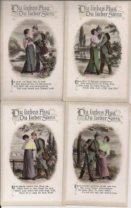 WWI Postcard Lot, Germany, Soldier, Pickelhaube, Complete Set, Romantic 1916