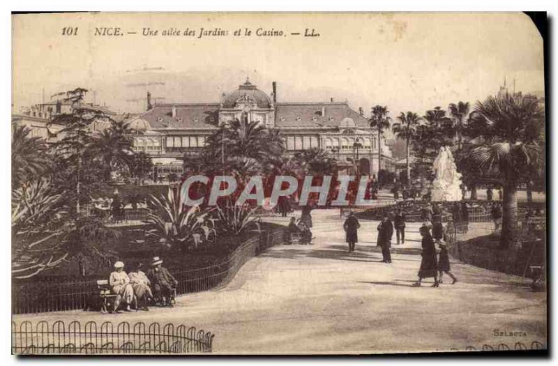 Postcard Old Nice An allee Gardens and Casino