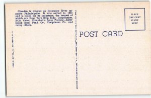 CAMDEN, NEW JERSEY Large Letter Linen Postcard, 1943 - Delaware River Bridge