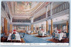 RMS Aquitania Britains Largest Liner First Class Restaurant Interior Postcard