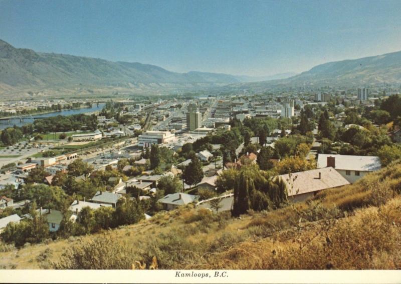 Kamloops BC British Columbia Downtown South Thompson River Vintage Postcard D9