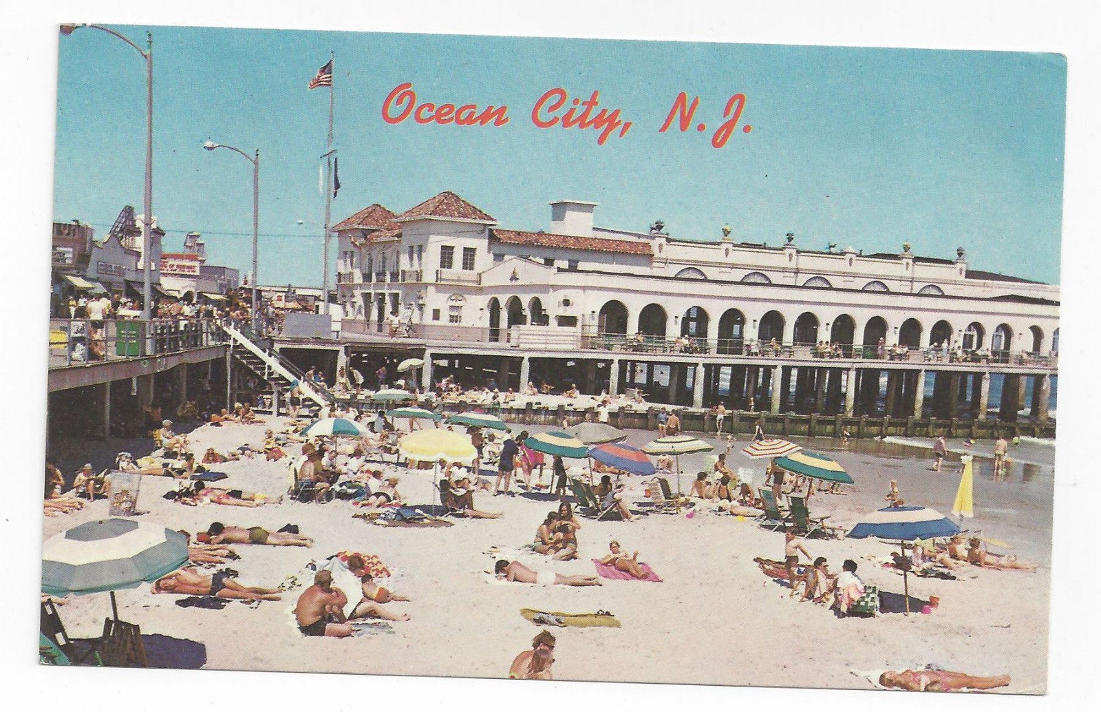 Ocean City Nj Music Pier Boardwalk Beach Vintage Freeman Postcard Don