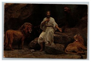 Vintage 1900's German Made Postcard Daniel & The Lions Fine Art Religious