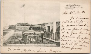 Osceola Monument Fort Moultrie Greetings from Charleston SC c1902 Postcard F84