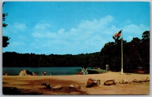 Vtg Torrington Connecticut CT Beach at Burr Pond State Park View Postcard