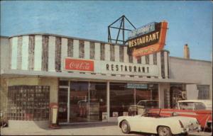 Tilbury Ontario Blue Bonnet Restaurant Old Cars Coca Cola 1950s Postcard