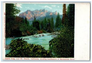 c1905 Castle Crag Showing Sacramento River Mt. Shasta California CA Postcard