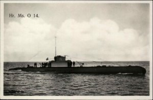 Netherlands Submarine Boat Ship Hr. Ms. O 14 c1930s Real Photo Postcard