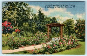 3 Postcards ST. PETERSBURG, FL ~ Entrance SUNKEN GARDENS Rose Arbor, Bridal Arch
