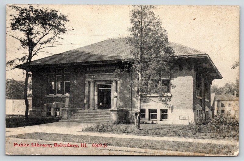 Belvidere Illinois~Carnegie Public Library~State Street~CR Childs #8569-R~1914 