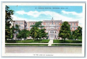 St. Francis Hospital Building Front  View Escanaba Michigan MI Antique Postcard