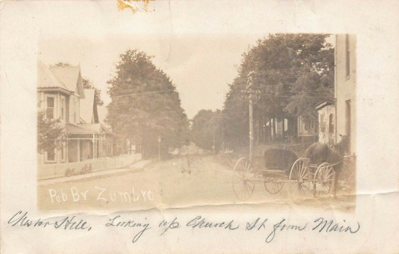 LPS09 CLEARFIELD Pennsylvania Town View up Church Street from Main St. RPPC