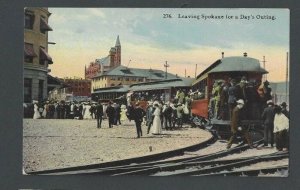 Ca 1909 PPC Spokane Wa Trains Leaving For A Days Outing Mint