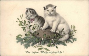 MM Vienne Nr 555 GERMAN CHRISTMAS PC Kitty Cats Mistletoe Basket No. 4 PC