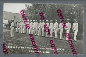 Campbell MINNESOTA RPPC c1910 M.W.A. LODGE Parade DRILL TEAM nr Breckenridge MN