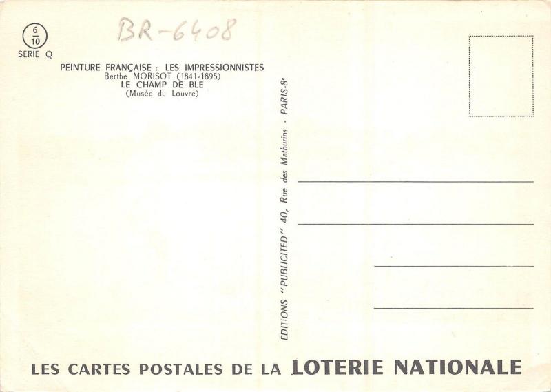 BR6408 Berthe Morisot Le Champ de ble  painting postcard art