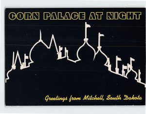 Postcard Corn Palace At Night, Greetings from Mitchell, South Dakota