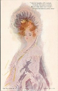 Lovely Lady Just Girl Series Woman I am not Naughty 1906 Artist Postcard V16