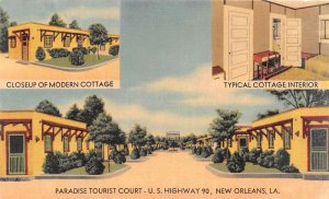 New Orleans Louisiana Paradise Tourist Court Multi-View Linen Vintage PC U4856