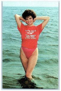 c1950's Welcome to Rhode Island Woman in Bikini Photograph Vintage Postcard