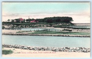 WEST HARWICH, Cape Cod Massachusetts MA ~ BEACH SCENE c1910 Handcolored Postcard