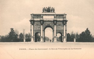 Vintage Postcard Paris Place Du Carrousel L'Arc  Triomphe De La Victoire France