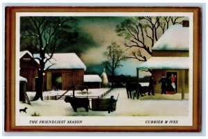 Orwell Ohio OH Postcard The Friendliest Season Christmas Currier & Ives Antique