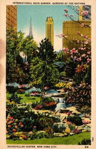 New York City Rockefeller Center Gardens Of The Nations International Rock Ga...