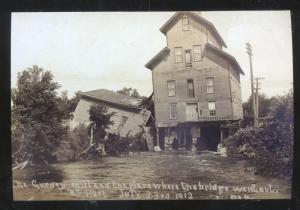 REAL PHOTO HART MICHIGAN GURNEY MILL BRIDGE COLLAPSE DISASTER POSTARD COPY