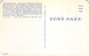 Historic New Castle, Delaware Colonial c1950s Chrome Vintage Postcard