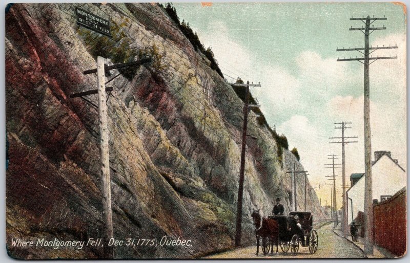 Where Montgomery Fell December 31,1775 Quebec Canada Cliff Roadway Postcard