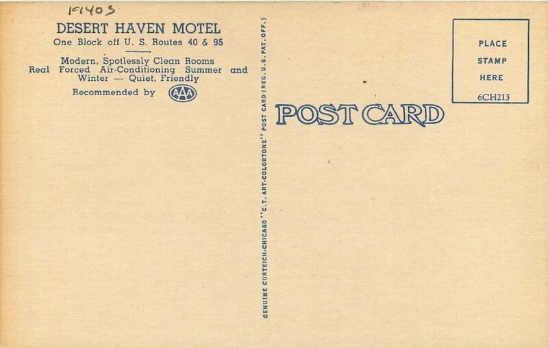 Desert Haven Motel roadside Lovelock Nevada Postcard Teich linen 20-13986