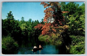 Canoeing, St Jerome Quebec Canada, Vintage Chrome Postcard