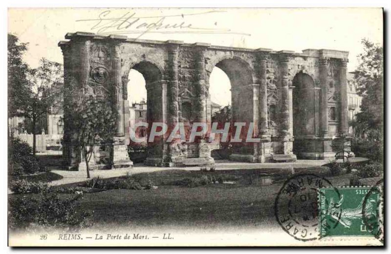 Old Postcard Reims Mars Gate