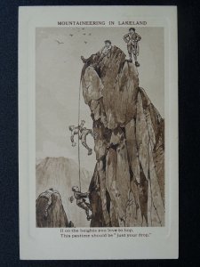 Cumbria MOUNTAINEERING IN LAKELAND c1920s Comic Postcard by Valentine