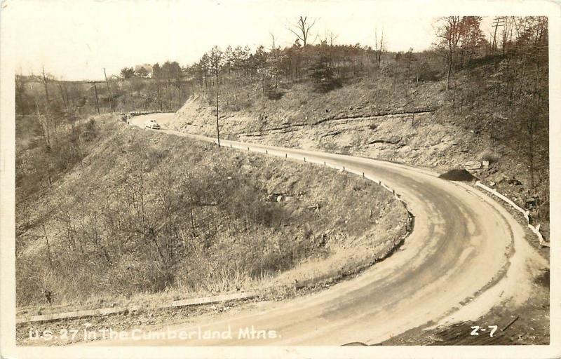 c1950 RPPC Postcard; US Hwy 27 through Cumberland Mountains  Z-7 Tennessee TN