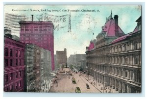 Government Square Fountain Cincinnati Ohio 1912 Station N Antique Postcard 