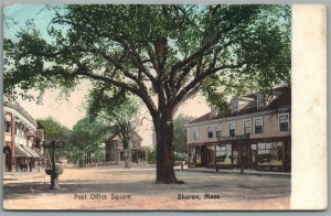 SHARON MA POST OFFICE SQUARE ANTIQUE POSTCARD