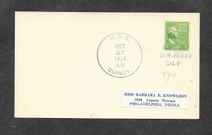 1938 Postcard USS Quincy!