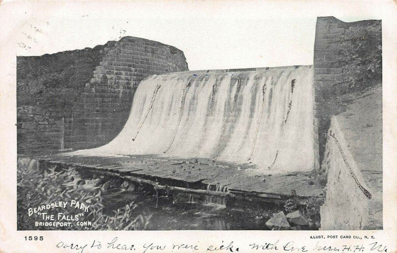 The Falls, Beardsley Park, Bridgeport, CT., Very Early Postcard, Used in 1906