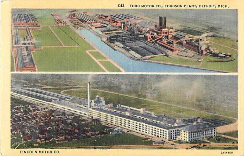 Linen Card of The Ford Motor Co Fordson Plant Detroit MI